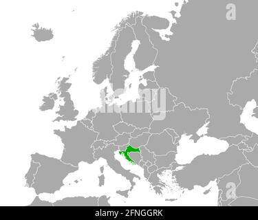Karte von Kroatien in Europa Stockfoto