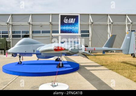 IAI Heron (Machatz-1) Mittelgebirgige Langstrecken-unbemannte Luftfahrzeuge (UAV) entwickelt Von Malat (UAV) Division von Israel Aerospace Industries Stockfoto