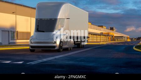 Tesla Semi Truck ist ein vollelektrischer batteriebetriebener Semi-Truck der Klasse 8 In Entwicklung durch Tesla Stockfoto