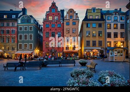 Stortorget Platz in Gamla Stan, die Altstadt von Stockholm, Schweden. Stockfoto