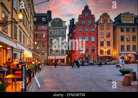 Stortorget Platz in Gamla Stan, die Altstadt von Stockholm, Schweden. Stockfoto