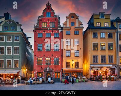 Stortorget Platz in Gamla Stan, die Altstadt von Stockholm, Schweden. Stockfoto