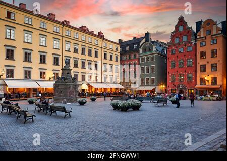 Stortorget Platz in Gamla Stan, die Altstadt von Stockholm, Schweden. Stockfoto