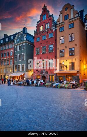 Stortorget Platz in Gamla Stan, die Altstadt von Stockholm, Schweden. Stockfoto