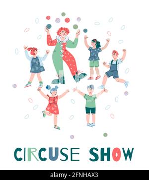 Zirkus-Show-Banner, Einladungsposter oder Plakatvorlage, Cartoon-Vektor-Illustration. Stock Vektor