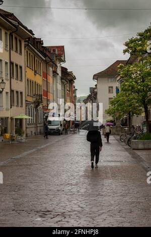 Schlechtes Wetter in der Stadt Winterthur in der Schweiz 11.5.2021 Stockfoto