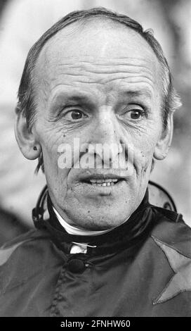 Aktenfoto vom 16-12-1986 von Jockey Joe Mercer, 51 Jahre alt. Ausgabedatum: Montag, 17. Mai 2021. Stockfoto