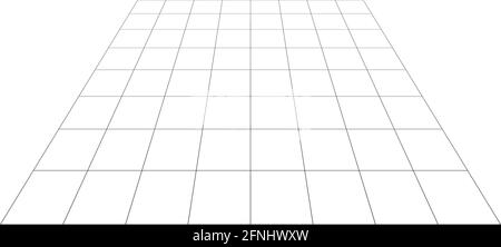 Drahtgitter, Gitter, Gitter und Gitter verschwinden, schrumpfen im 3D-Raum. Abstraktes Gitter, Gitter in Perspektive. Kariertes räumliches Quadrate-Muster, tex Stock Vektor