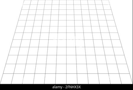 Drahtgitter, Gitter, Gitter und Gitter verschwinden, schrumpfen im 3D-Raum. Abstraktes Gitter, Gitter in Perspektive. Kariertes räumliches Quadrate-Muster, tex Stock Vektor