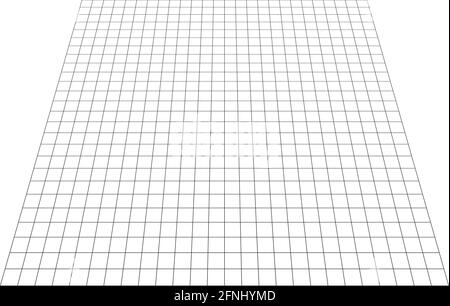 Drahtgitter, Gitter, Gitter und Gitter verschwinden, schrumpfen im 3D-Raum. Abstraktes Gitter, Gitter in Perspektive. Kariertes räumliches Quadrate-Muster, tex Stock Vektor