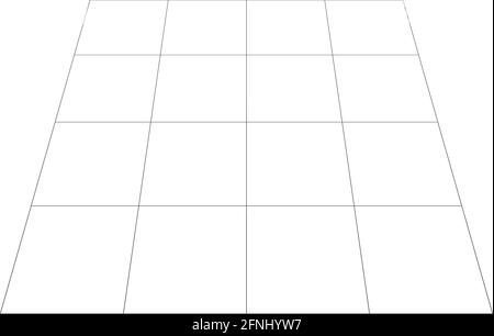 Drahtgitter, Gitter, Gitter und Gitter verschwinden, schrumpfen im 3D-Raum. Abstraktes Gitter, Gitter in Perspektive. Kariertes räumliches Quadrate-Muster, tex Stock Vektor