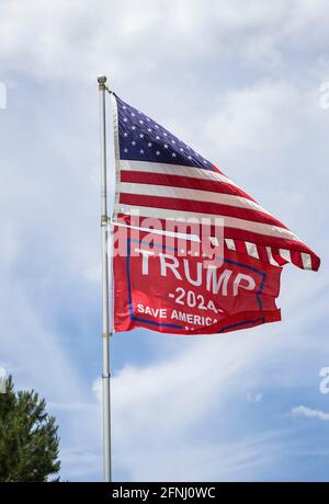 Donald Trump als Präsident, 2024 Wahlkampfbanner in Nord-Zentral-Florida. Stockfoto