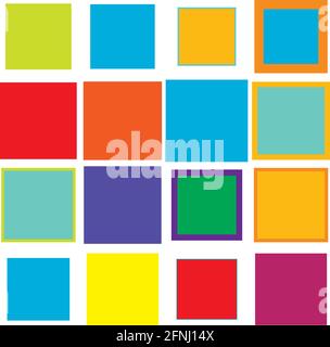 Bunte, lebendige, lebendige zufällig Quadrate Mosaik Fliesen Muster, Hintergrund, Textur – Stock Vektor Illustration, Clip-Art Grafiken Stock Vektor