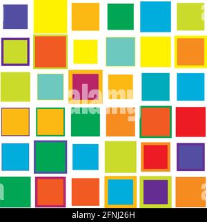 Bunte, lebendige, lebendige zufällig Quadrate Mosaik Fliesen Muster, Hintergrund, Textur – Stock Vektor Illustration, Clip-Art Grafiken Stock Vektor