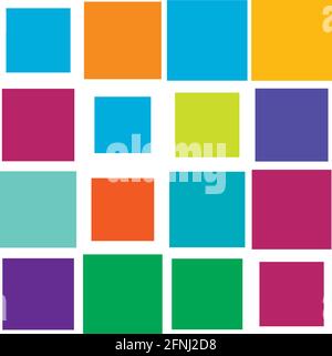 Bunte, lebendige, lebendige zufällig Quadrate Mosaik Fliesen Muster, Hintergrund, Textur – Stock Vektor Illustration, Clip-Art Grafiken Stock Vektor