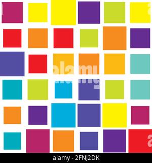 Bunte, lebendige, lebendige zufällig Quadrate Mosaik Fliesen Muster, Hintergrund, Textur – Stock Vektor Illustration, Clip-Art Grafiken Stock Vektor