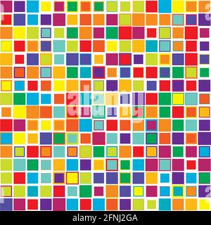 Bunte, lebendige, lebendige zufällig Quadrate Mosaik Fliesen Muster, Hintergrund, Textur – Stock Vektor Illustration, Clip-Art Grafiken Stock Vektor