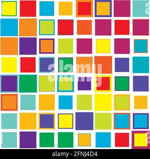 Bunte, lebendige, lebendige zufällig Quadrate Mosaik Fliesen Muster, Hintergrund, Textur – Stock Vektor Illustration, Clip-Art Grafiken Stock Vektor
