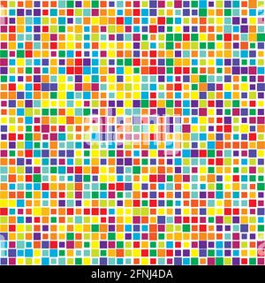 Bunte, lebendige, lebendige zufällig Quadrate Mosaik Fliesen Muster, Hintergrund, Textur – Stock Vektor Illustration, Clip-Art Grafiken Stock Vektor