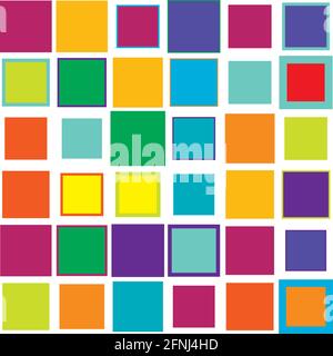Bunte, lebendige, lebendige zufällig Quadrate Mosaik Fliesen Muster, Hintergrund, Textur – Stock Vektor Illustration, Clip-Art Grafiken Stock Vektor