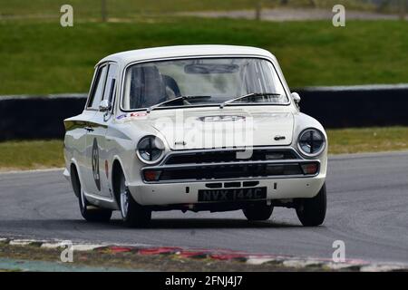 Mike Stephenson, Ford Lotus Cortina, Historic Touring Car Championship, Historic Sports Car Club, HSCC, Jim Russell Trophy Meeting, April 2021, Snette Stockfoto