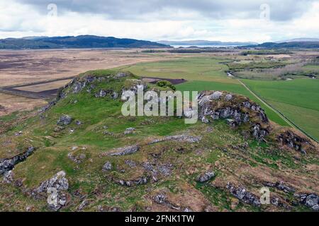 Luftaufnahme Dunadd Fort, Kilmartin Glen, Argyll, Schottland. Stockfoto