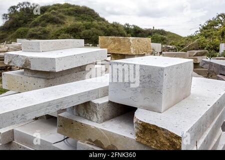 St Aldehelms Steinbruch, Haysom Purbeck Stone, St Aldhelm's Head alias St Alban's Head, Jurassic Coast, Dorset Coast Path, Dorset, Großbritannien Stockfoto