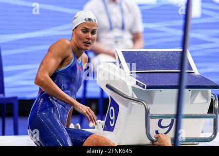 BUDAPEST, UNGARN - 17. MAI: Zsuzsanna Jakabos aus Ungarn tritt beim 400-m-Einzel-Medley-Preliminary der Frauen während der len-Europameisterschaft im Schwimmsport in der Duna Arena am 17. Mai 2021 in Budapest, Ungarn an (Foto von Marcel ter Bals/Orange Picics) Kredit: Orange Pics BV/Alamy Live News Stockfoto