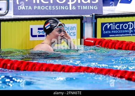 Budapest, Ungarn. Mai 2021. BUDAPEST, UNGARN - 17. MAI: Femke Heemskerk aus den Niederlanden startet beim Frauen-50m-Freistil-Preliminary während der len-Europameisterschaft im Schwimmsport in der Duna Arena am 17. Mai 2021 in Budapest, Ungarn (Foto von Marcel ter Bals/Orange Picics) Kredit: Orange Pics BV/Alamy Live News Kredit: Orange Pics BV/Alamy Live News Stockfoto