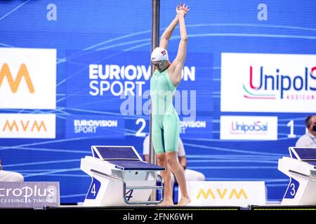 Budapest, Ungarn. Mai 2021. BUDAPEST, UNGARN - 17. MAI: Tamara Potocka aus der Slowakei tritt beim Women 100m Butterfly Preliminary während der LEN European Aquatics Championships Schwimmen in der Duna Arena am 17. Mai 2021 in Budapest, Ungarn an (Foto von Marcel ter Bals/Orange Picics) Credit: Orange Pics BV/Alamy Live News Credit: Orange Pics BV/Alamy Live News Stockfoto