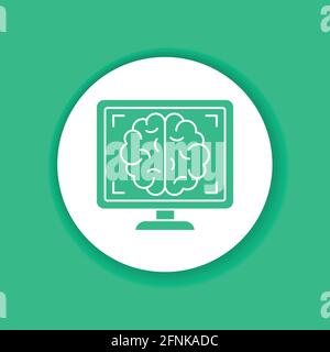 Symbol für die MRI-Hirnfarbe der Glyphe. Medizinisches und wissenschaftliches Konzept. Labordiagnostik. Piktogramm für Web, mobile App, Promo. Stock Vektor