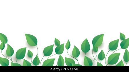 Vektor-Blumenbanner-Design mit grünen Blättern und Kopierer Platz. Stock Vektor