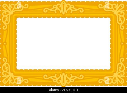 Klassischer Goldrahmen oder Bilderrahmen in einfachen Vektorgrafiken Symbol Stock Vektor