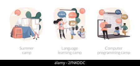Summer Camp abstrakte Konzept Vektor-Illustrationen. Stock Vektor