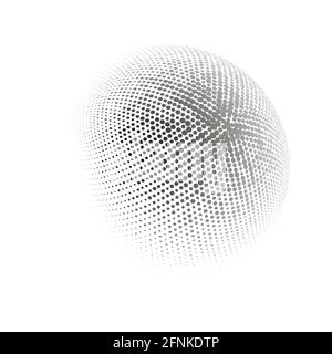 Vektorgrafik Halbtonkugel mit Punkten. Kreis Halbtonmuster Punkte Logo. Vektorgrafik Globus. Stock Vektor