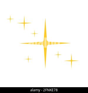 Goldene Sterne funkeln Ikone. Funkelndes Licht isoliert auf weißem Hintergrund. Leuchtender Blitz-Effekt. Strahlender Glanz. Vektorgrafik flach. Stock Vektor