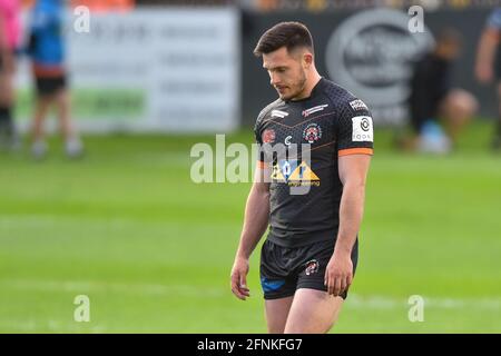 Castleford, Großbritannien. Mai 2021. Niall Evalds (1) von Castleford Tigers während des Spiels in Castleford, Vereinigtes Königreich am 5/17/2021. (Foto von Richard Long/News Images/Sipa USA) Quelle: SIPA USA/Alamy Live News Stockfoto