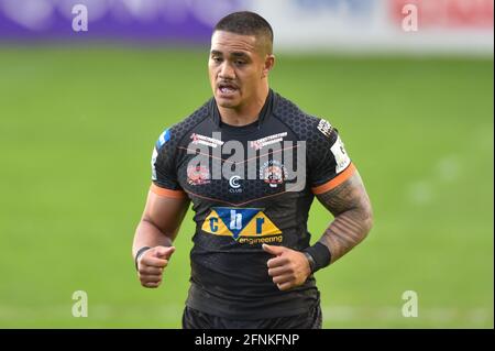 Castleford, Großbritannien. Mai 2021. Peter Mata'utia (3) von Castleford Tigers während des Spiels in Castleford, Großbritannien am 5/17/2021. (Foto von Richard Long/News Images/Sipa USA) Quelle: SIPA USA/Alamy Live News Stockfoto
