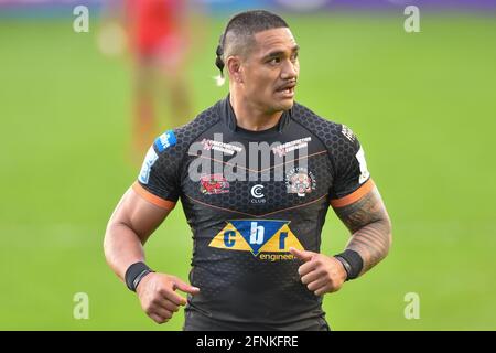 Castleford, Großbritannien. Mai 2021. Peter Mata'utia (3) von Castleford Tigers während des Spiels in Castleford, Großbritannien am 5/17/2021. (Foto von Richard Long/News Images/Sipa USA) Quelle: SIPA USA/Alamy Live News Stockfoto