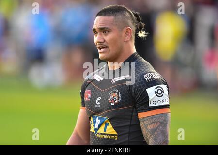 Castleford, Großbritannien. Mai 2021. Peter Mata'utia (3) von Castleford Tigers während des Spiels in Castleford, Großbritannien am 5/17/2021. (Foto von Richard Long/News Images/Sipa USA) Quelle: SIPA USA/Alamy Live News Stockfoto