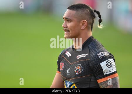 Castleford, Großbritannien. Mai 2021. Peter Mata'utia (3) von Castleford Tigers während des Spiels in Castleford, Großbritannien am 5/17/2021. (Foto von Richard Long/News Images/Sipa USA) Quelle: SIPA USA/Alamy Live News Stockfoto