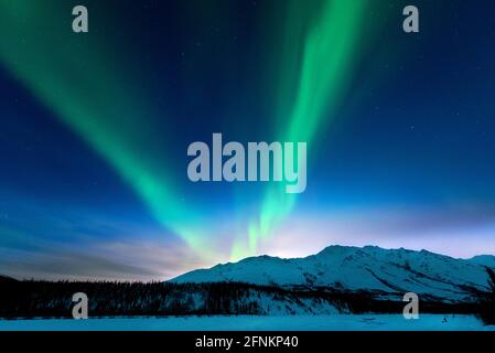 Nordlicht in Wiseman, Alaska, Wiseman ist in der Brooks Range oberhalb des Polarkreises. Stockfoto