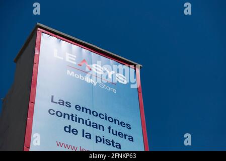 Valencia, Spanien. Mai 2021. Leasys-Logo auf dem Circuit Ricardo Tormo. (Foto: Xisco Navarro/SOPA Images/Sipa USA) Quelle: SIPA USA/Alamy Live News Stockfoto