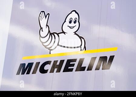 Valencia, Spanien. Mai 2021. Michelin-Logo auf dem Circuit Ricardo Tormo. (Foto: Xisco Navarro/SOPA Images/Sipa USA) Quelle: SIPA USA/Alamy Live News Stockfoto