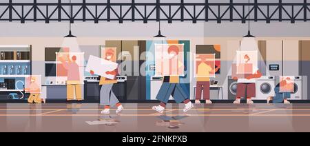 Erkennung und Identifizierung von Menschen in Masken Gesichtserkennungssystem KI analysiert Big-Data-Konzept Stock Vektor