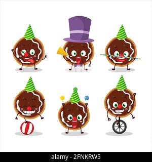 Cartoon-Charakter von Cookies mit Marmelade mit verschiedenen Zirkus-Shows. Vektorgrafik Stock Vektor