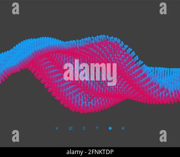 Molekularwelle. Abstrakter Hintergrund mit dynamischen Partikeln. Zellschicht. Verbindungsstruktur. 3d-Vektorgrafik für Wissenschaft oder Medizin. Stock Vektor