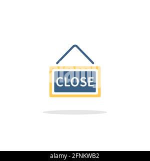 Hinweis zum Schließen. Beschriftung mit Text. Farbsymbol mit Schatten. Commerce Glyphe Vektor Illustration Stock Vektor