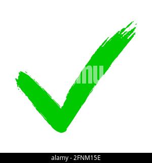 Schmutzige grunge Hand gezeichnete Tick V mit Pinselstriche Vektorgrafik. Stock Vektor