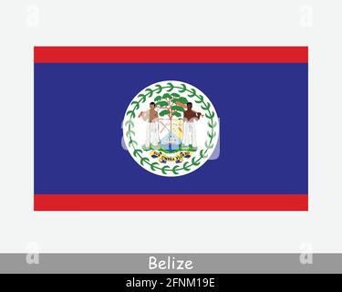 Nationale Flagge von Belize. Belizische Landesflagge Detailliertes Banner. EPS-Vektorgrafik-Datei Stock Vektor